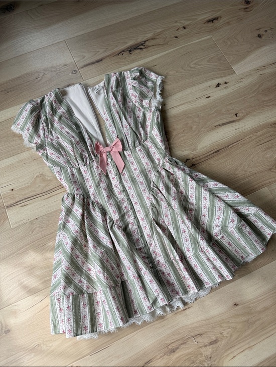 House of CB Dresses & Skirts - House of CB Green and Pink Striped Floral Mini Dress